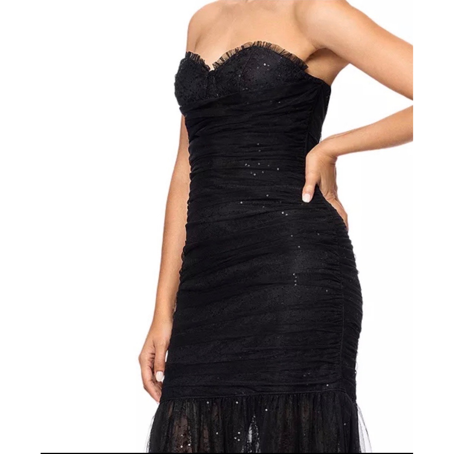 Betsy & Adam Black Sequin Tulle Mermaid Gown Size 2 New Formal Dress Party — image 5 of 8